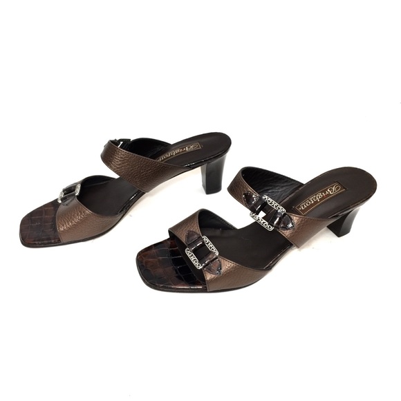 Brighton Tokyo Bronze Leather & Brown Patent Heels - Picture 4 of 8